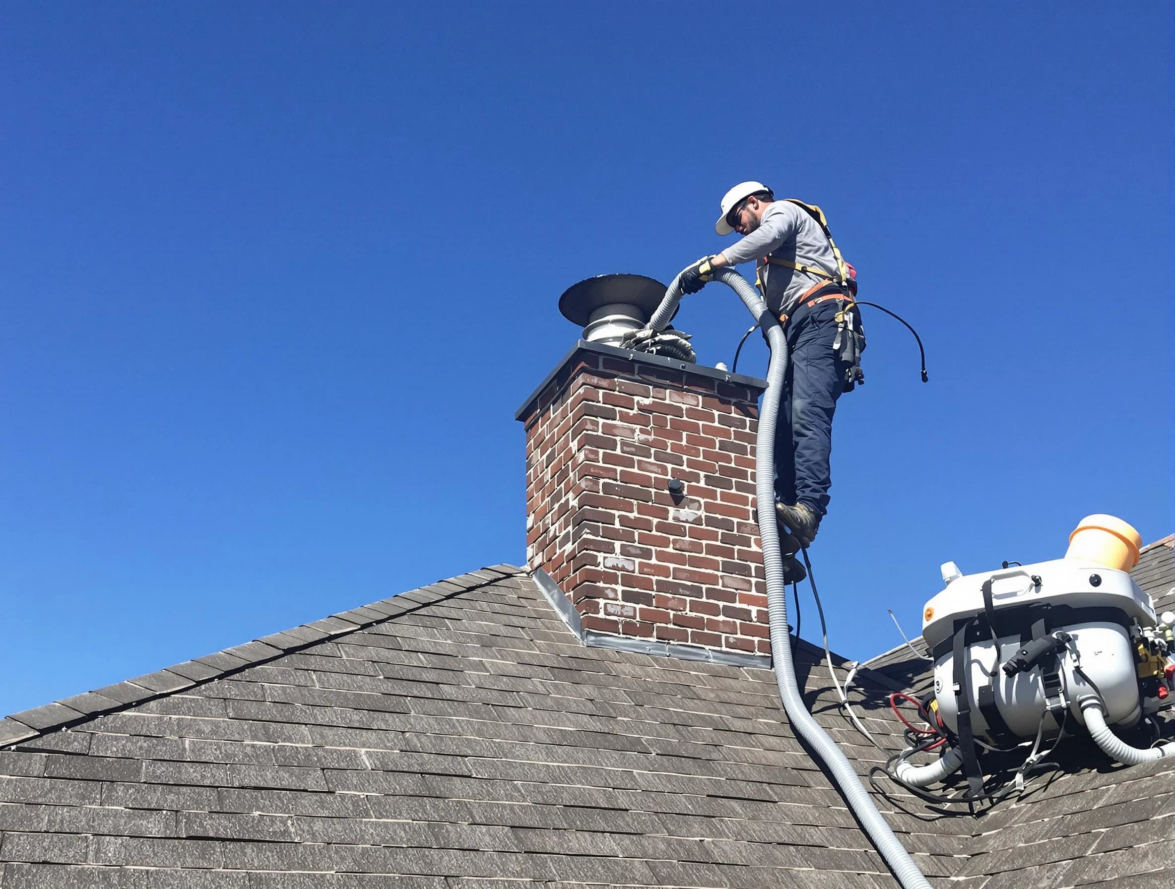 Dedicated Carteret Chimney Sweep team member cleaning a chimney in Carteret, NJ