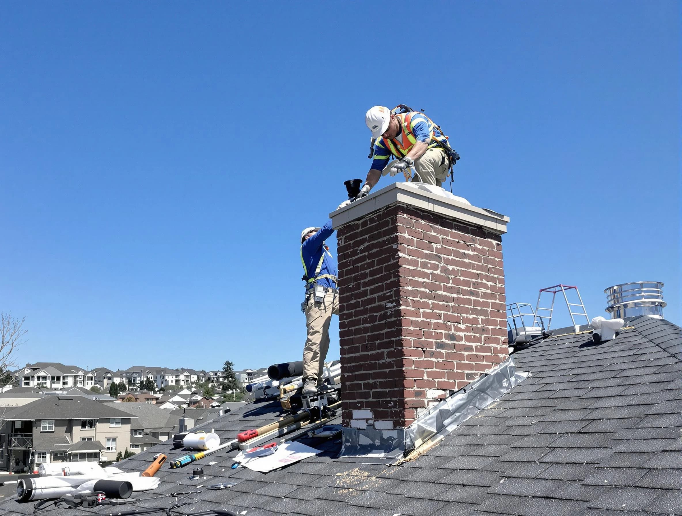 Carteret Chimney Sweep repairing a chimney crown in Carteret, NJ
