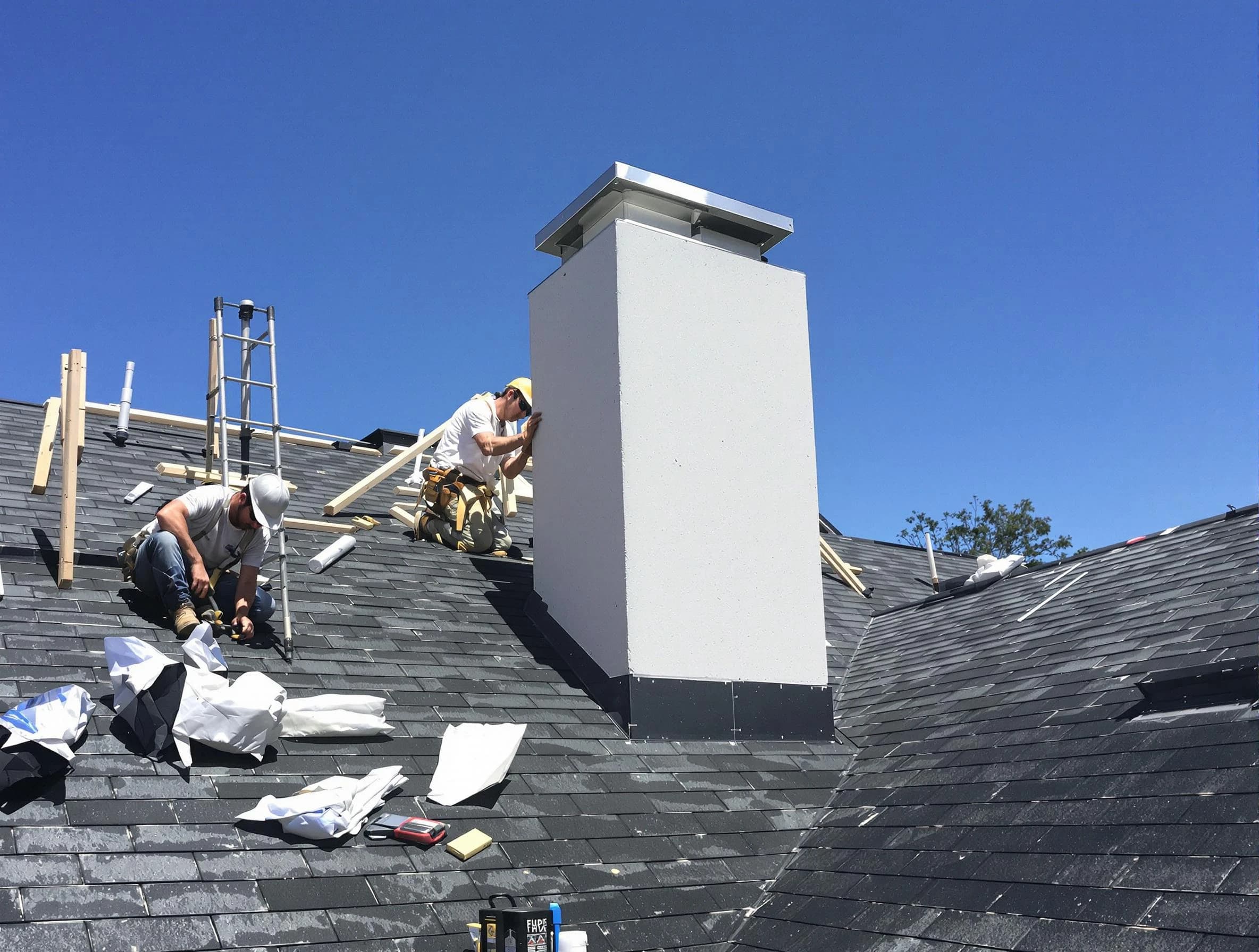 Carteret Chimney Sweep crew installing a new chimney in Carteret, NJ