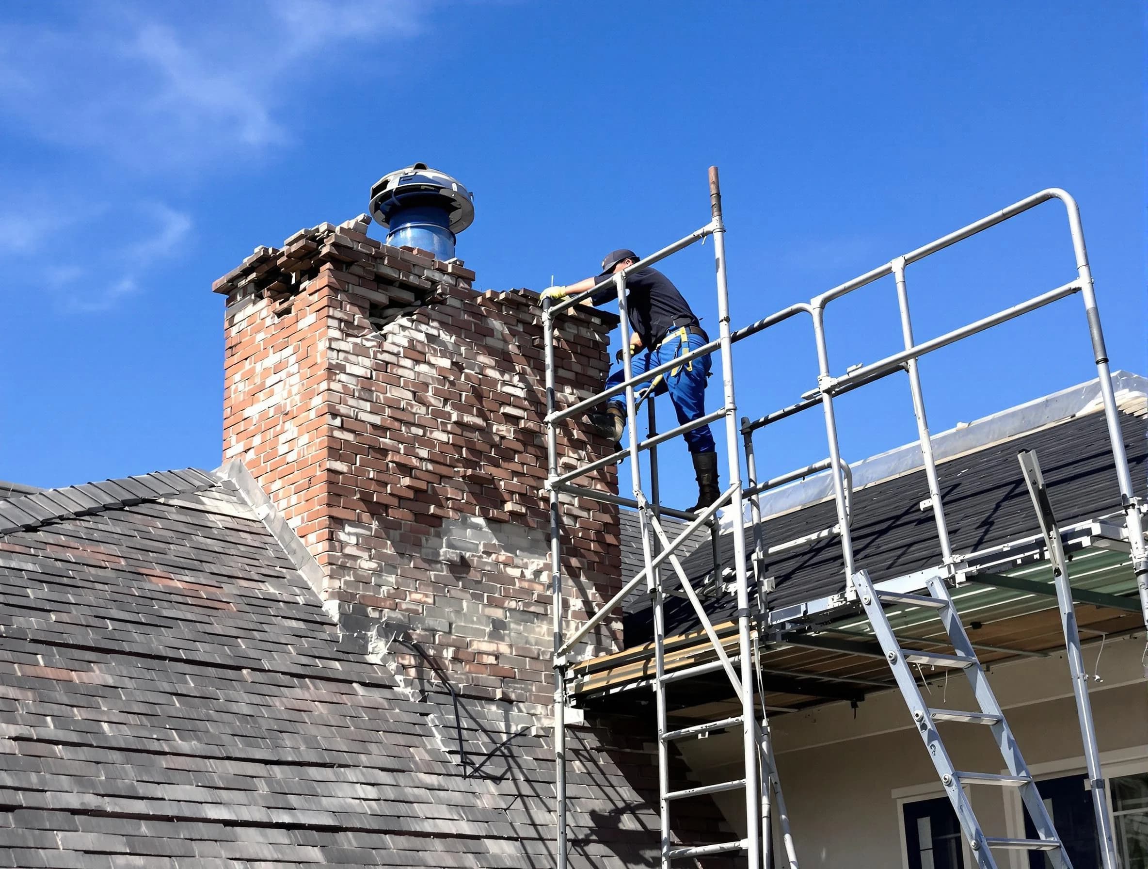Rebuilding a chimney structure by Carteret Chimney Sweep in Carteret, NJ