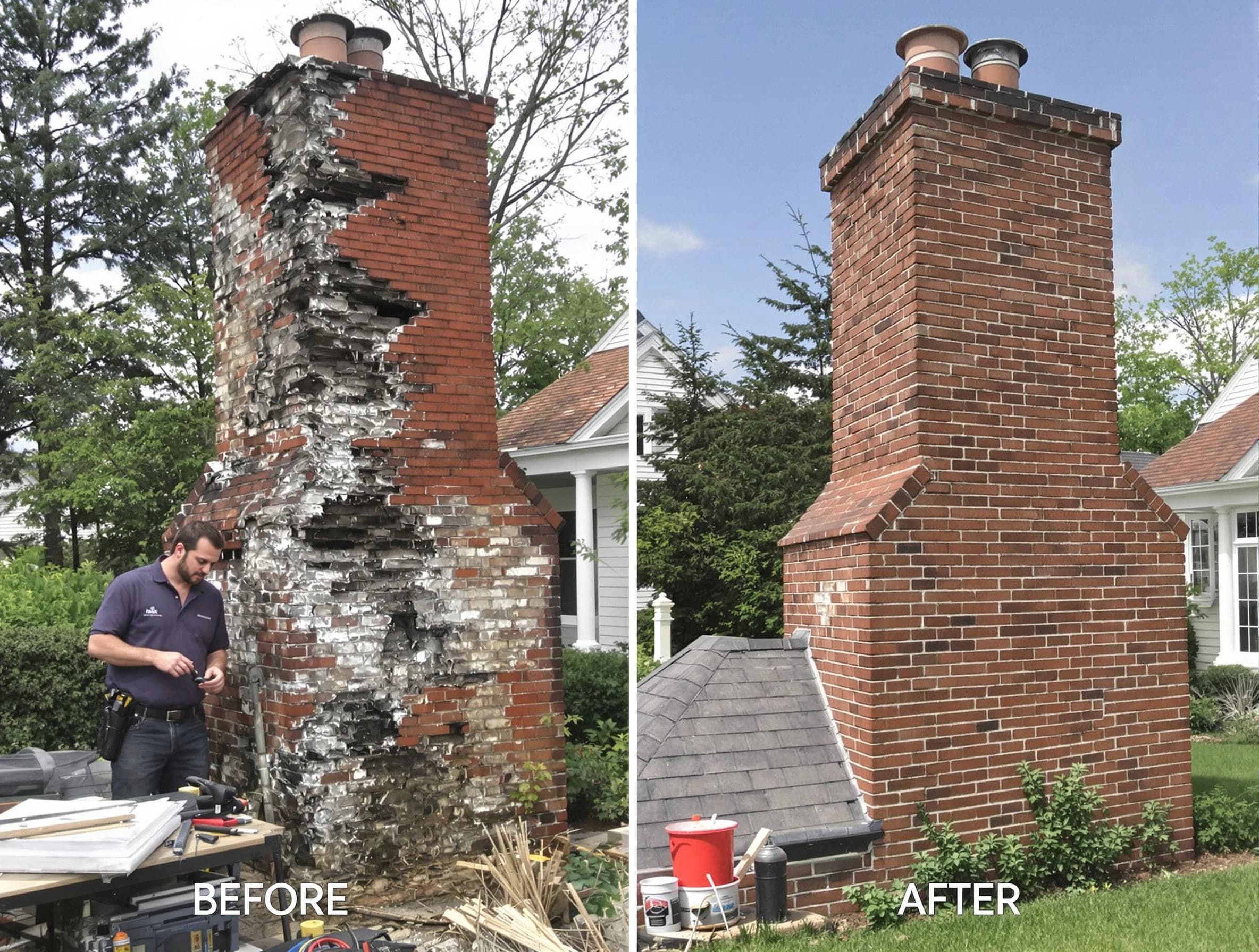 Carteret Chimney Sweep performing a full chimney restoration in Carteret, NJ