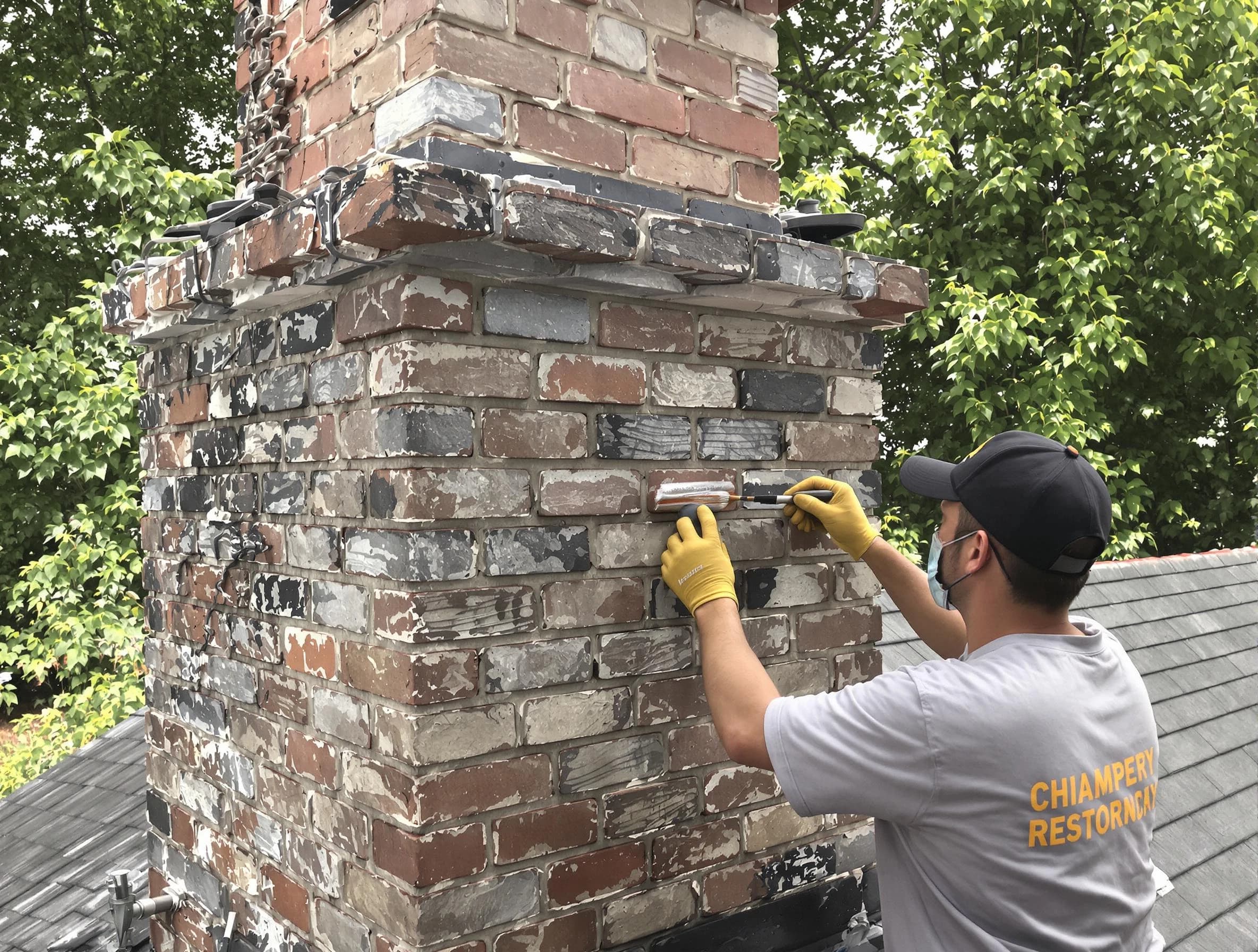 In-progress chimney restoration by Carteret Chimney Sweep in Carteret, NJ