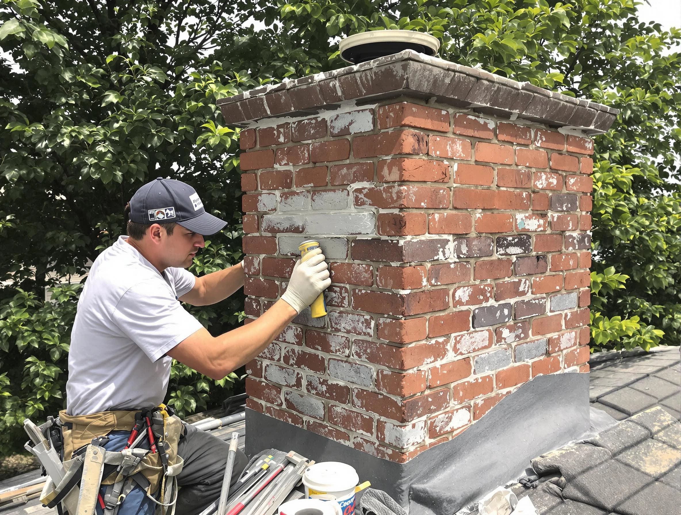 Carteret Chimney Sweep restoring an aging chimney in Carteret, NJ