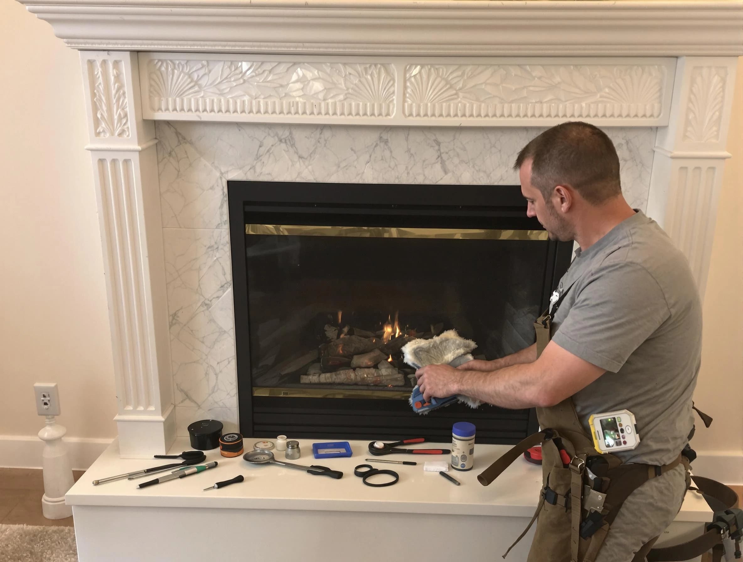 Carteret Chimney Sweep performing fireplace maintenance in Carteret, NJ