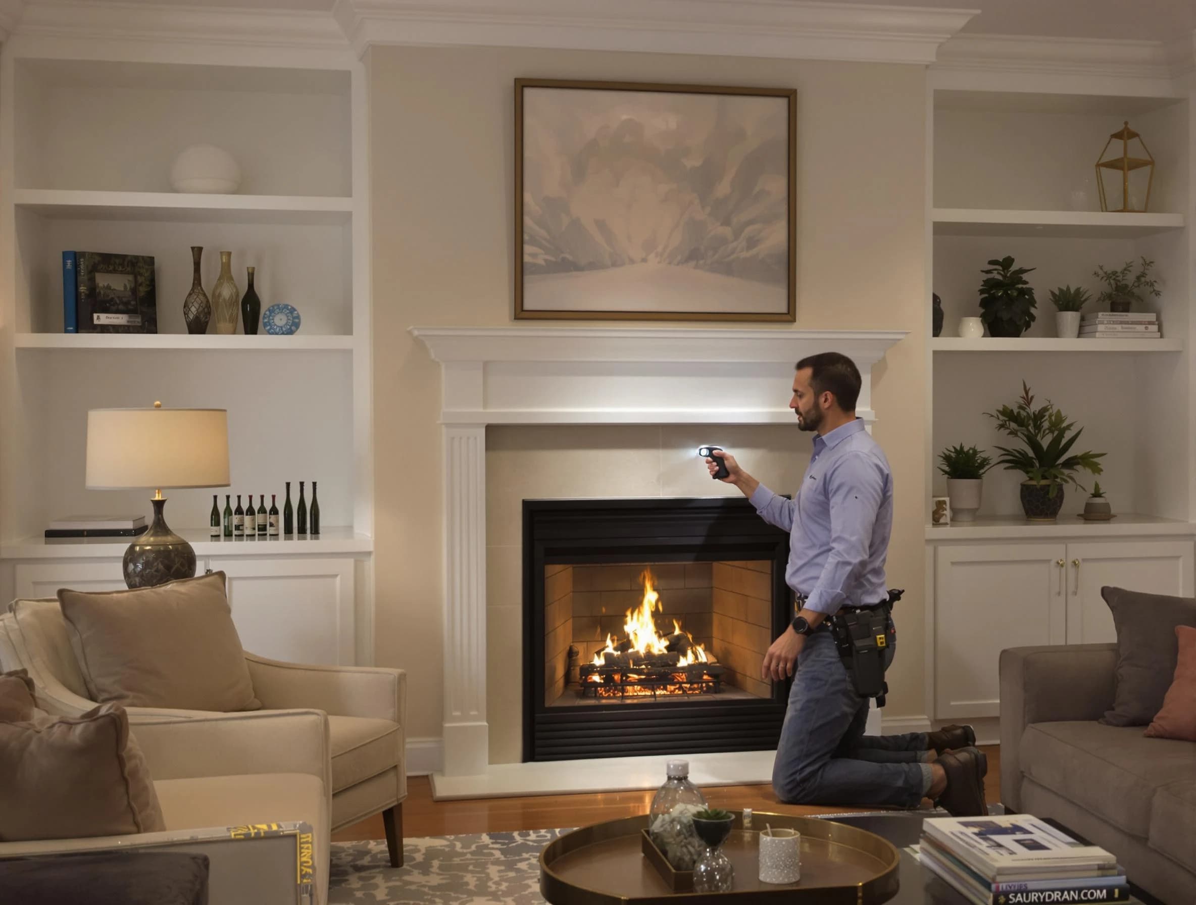 Carteret Chimney Sweep conducting a fireplace safety inspection in Carteret, NJ