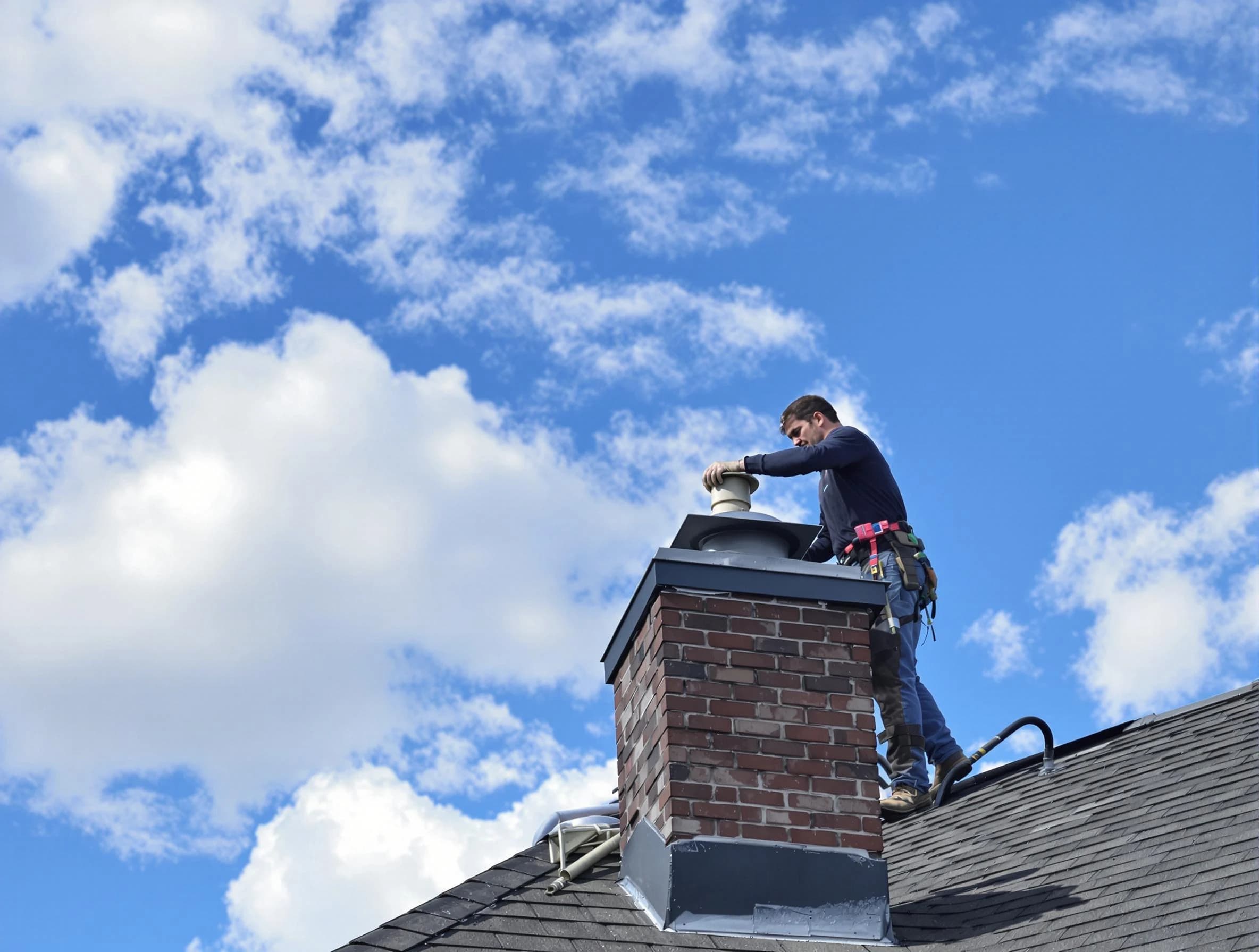 Carteret Chimney Sweep installing a sturdy chimney cap in Carteret, NJ