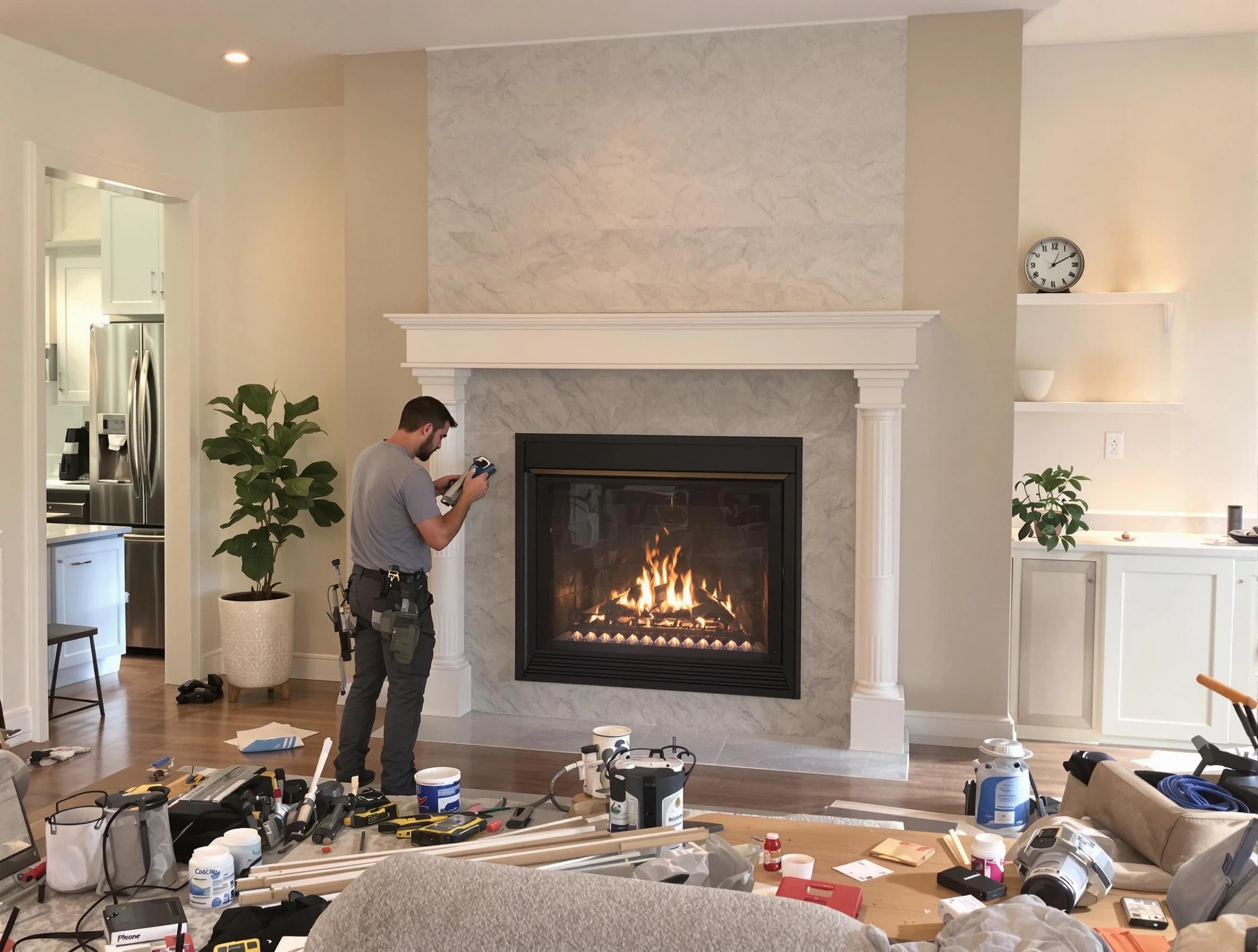 Newly installed fireplace by Carteret Chimney Sweep in Carteret, NJ