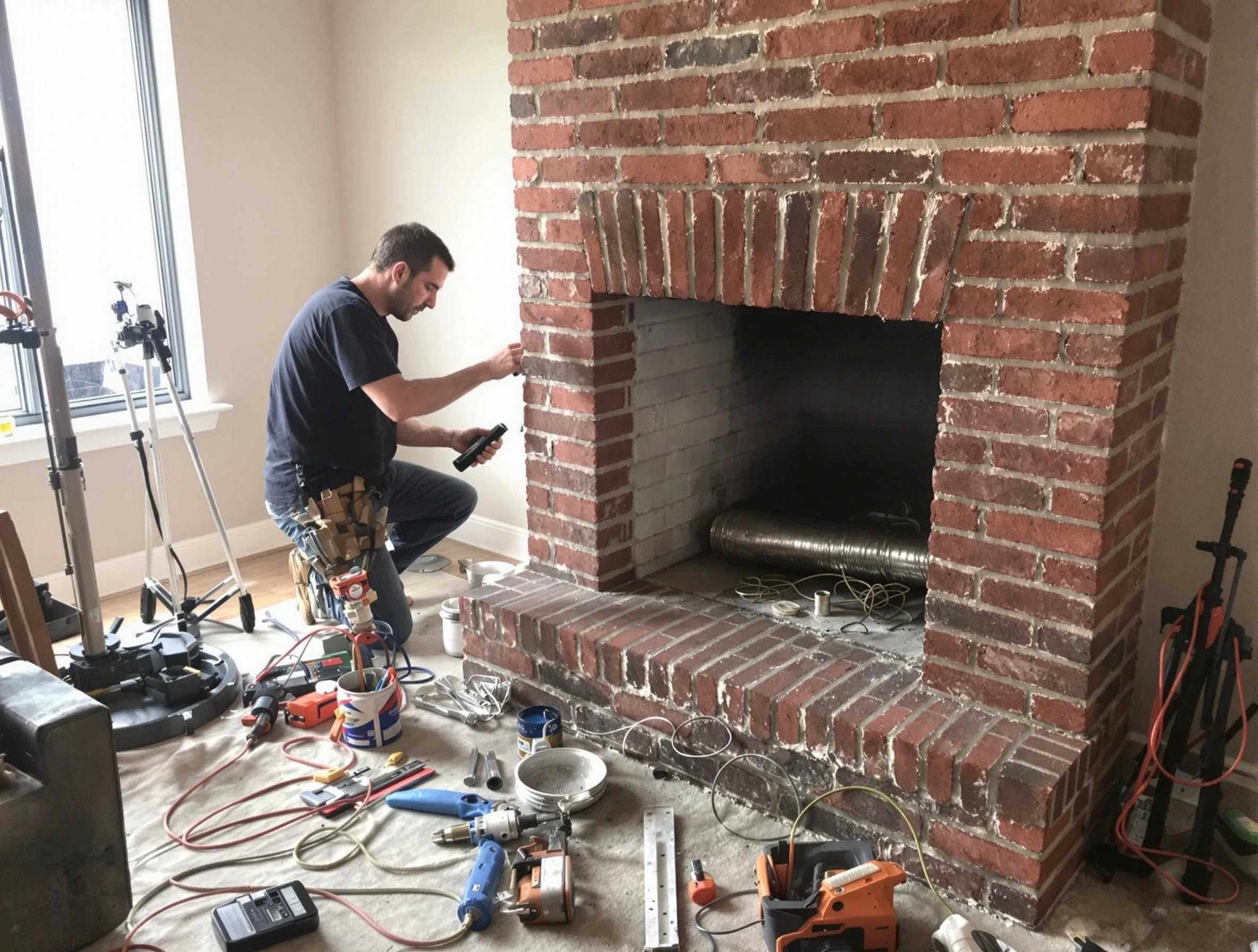 Carteret Chimney Sweep specialist finalizing chimney liner service in Carteret, NJ