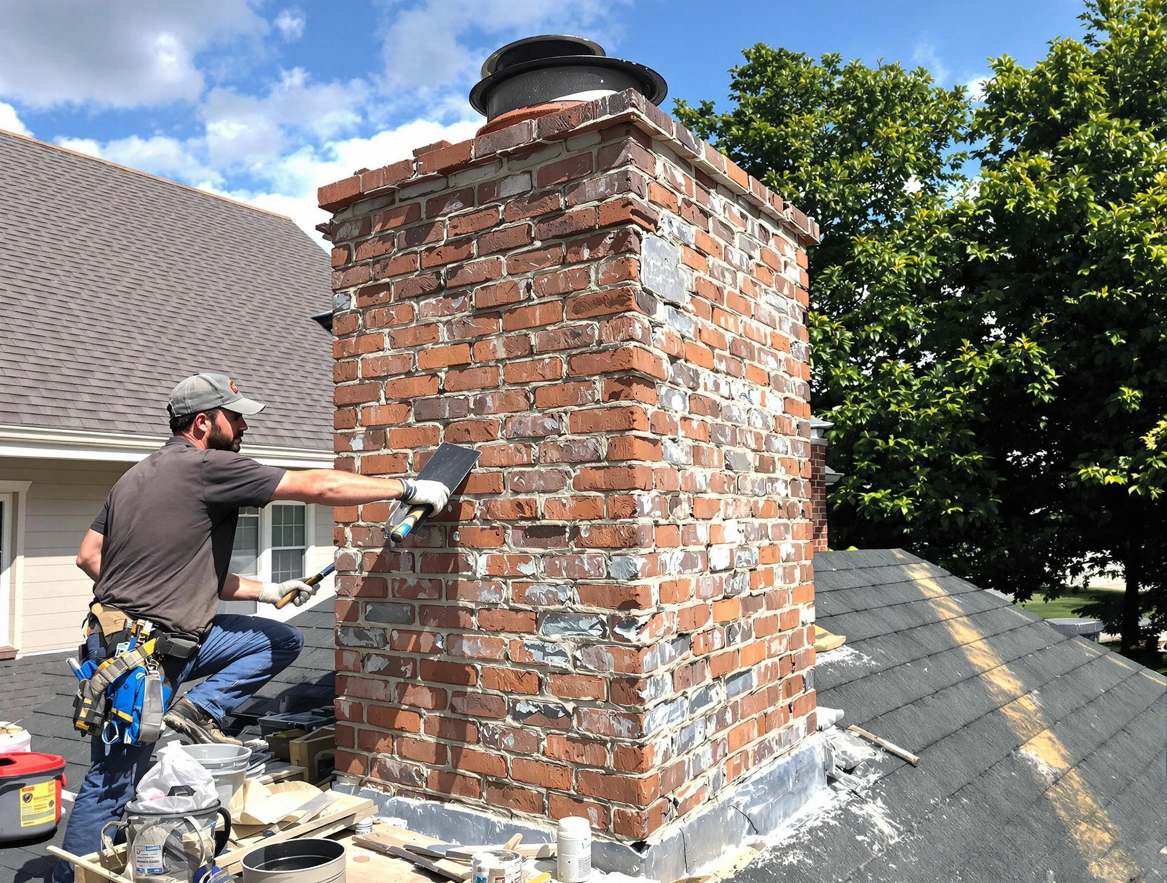 Completed chimney rebuild by Carteret Chimney Sweep in Carteret, NJ