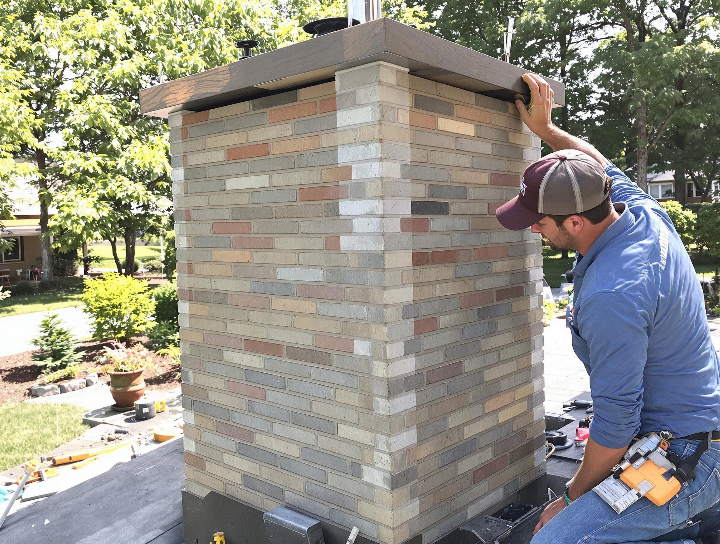 Carteret Chimney Sweep completing a modern chimney remodel in Carteret, NJ