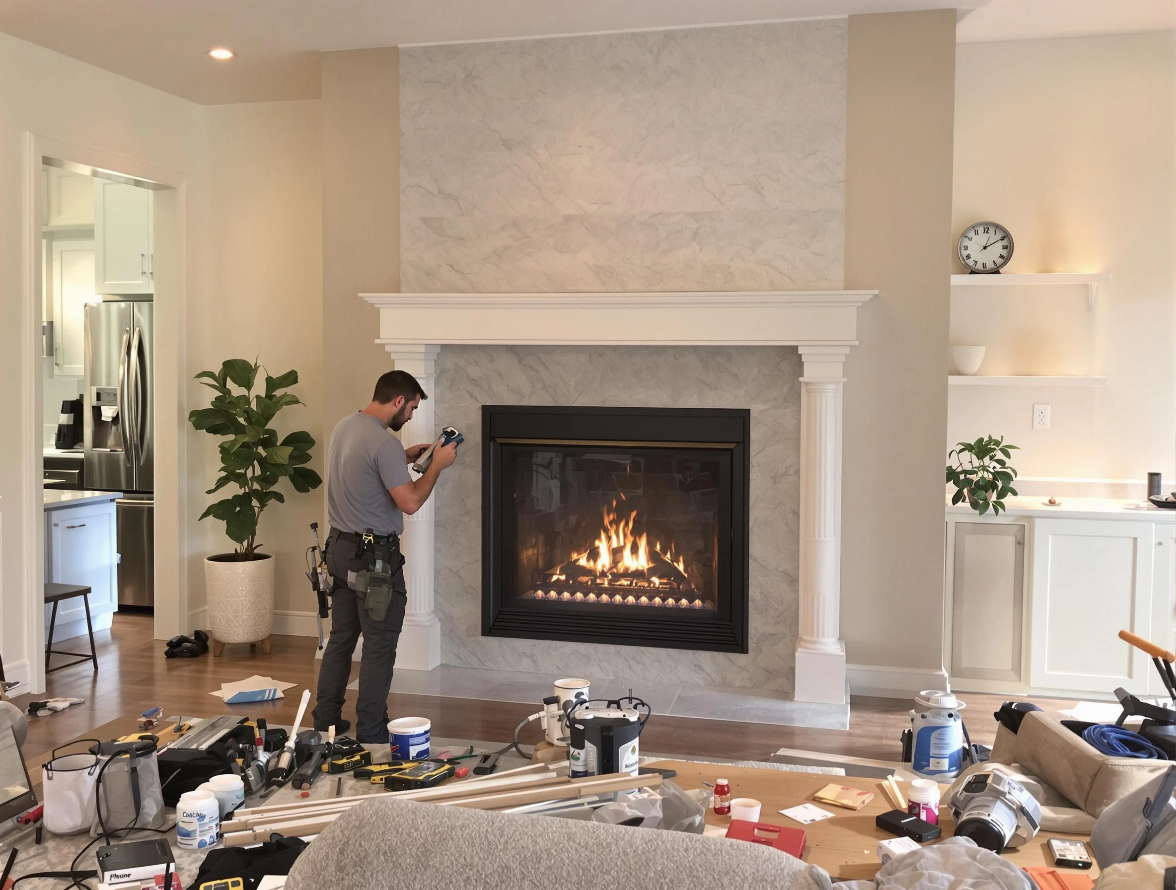 Newly installed fireplace by Carteret Chimney Sweep in Carteret, NJ