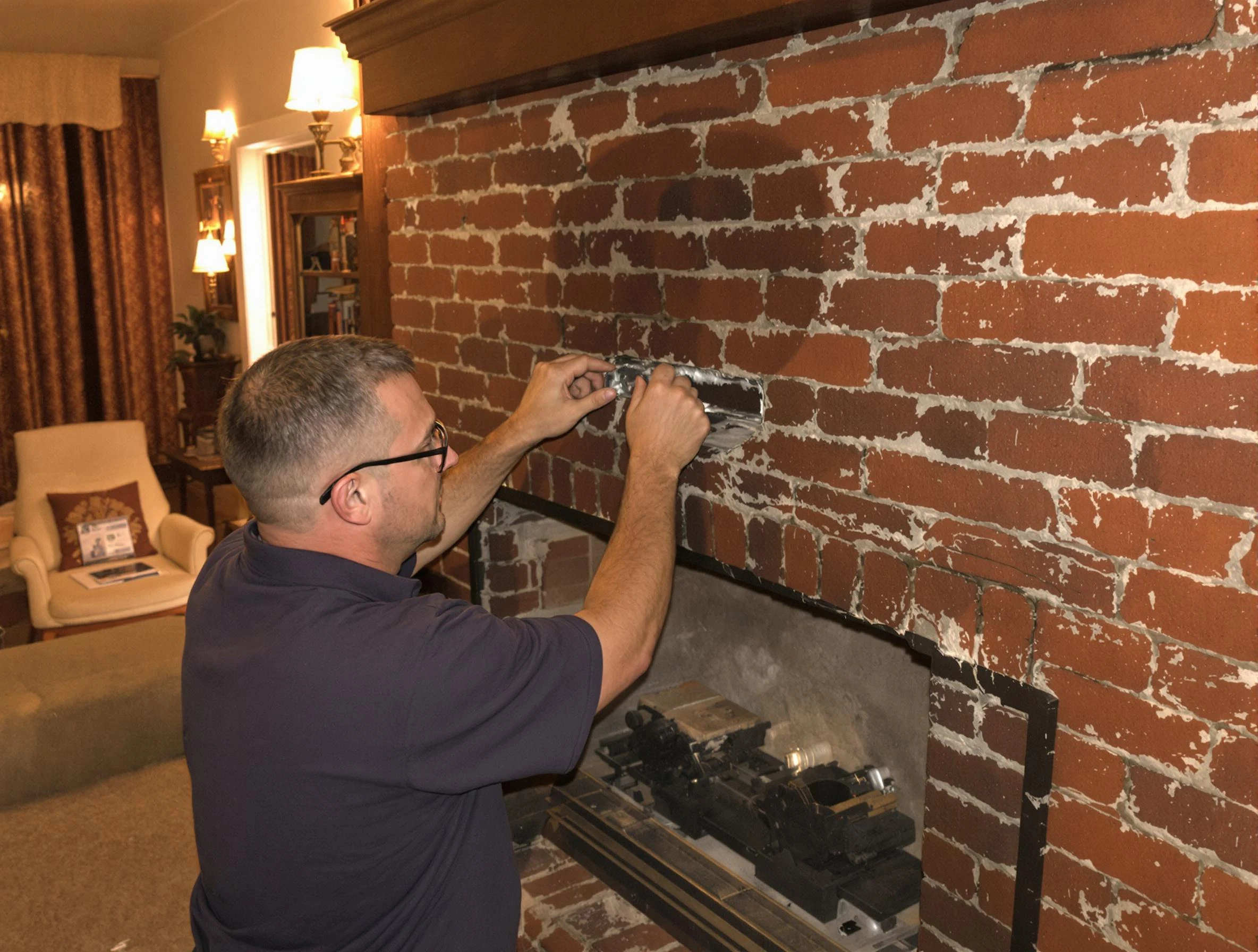Carteret Chimney Sweep expert fixing a fireplace in Carteret, NJ